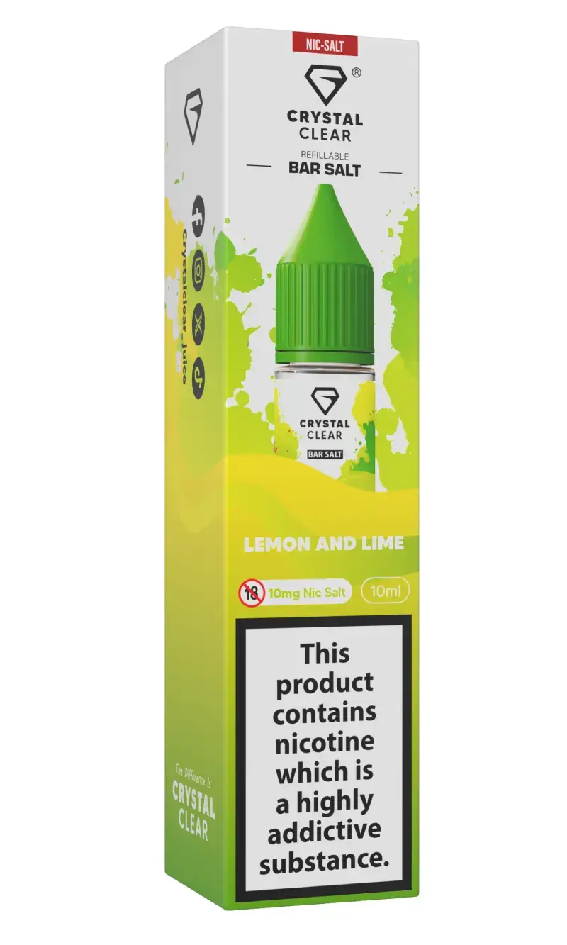 Lemon & Lime Nic Salt E-Liquid by Crystal Clear Bar Salts 10ml